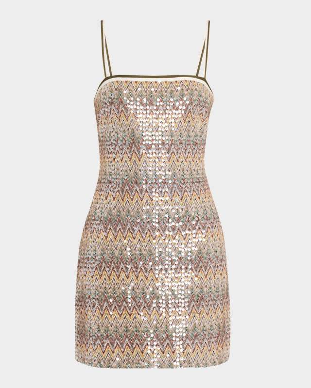 Ivanna Sequined Chevron Mini Dress